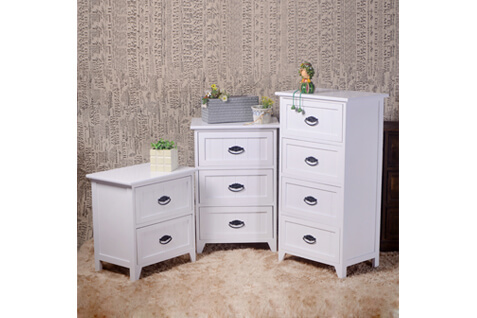 White Bedside Table with Drawers (G102)